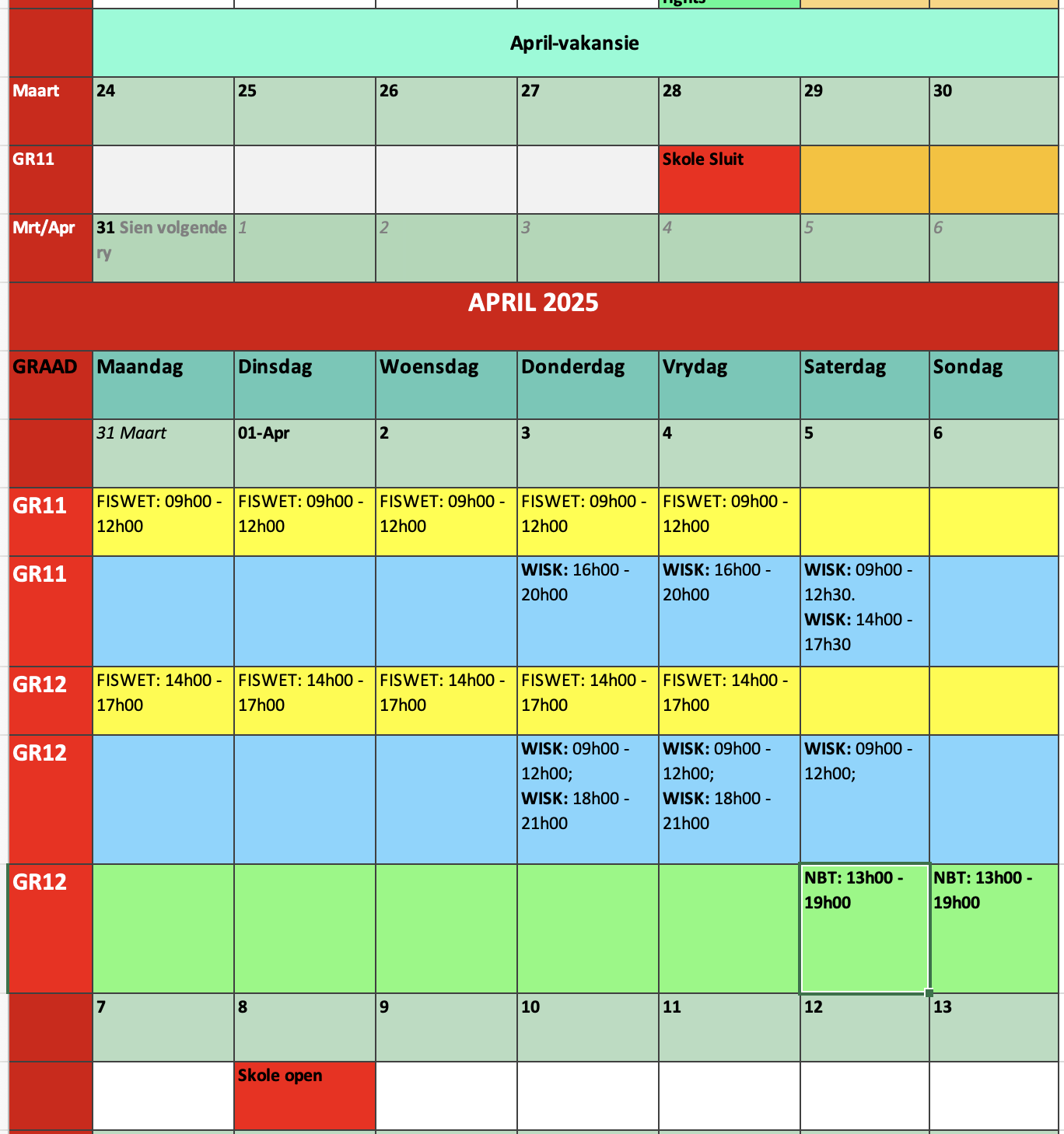  Rooster: Maart Herfsskool 2024 